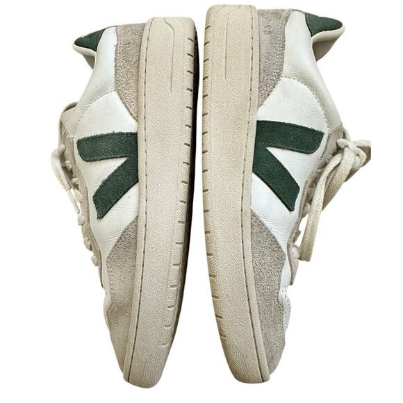 VEJA V-90 leather and suede sneakers - White (Green V Logo) Size 8 main image 6